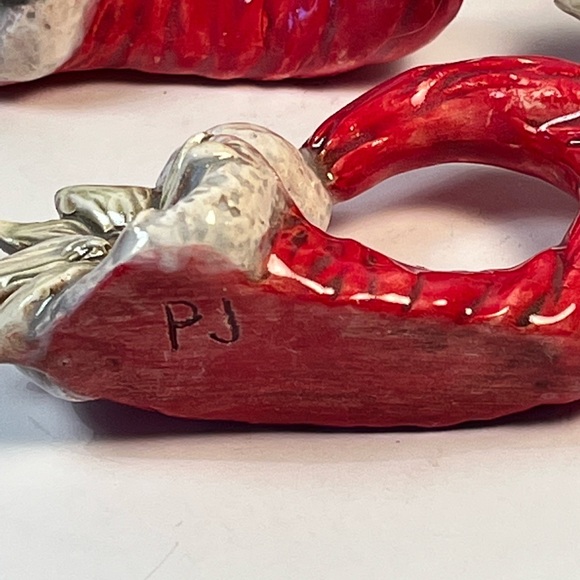 Napkin Rings Christmas Santa Hat White Poinsettia Hand Made Art Deco ￼holidays - Picture 7 of 8